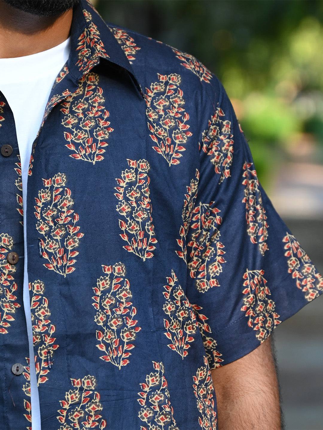 Men's Relaxed Fit Cotton Shirt โ Half Sleeves - Indigo Booty