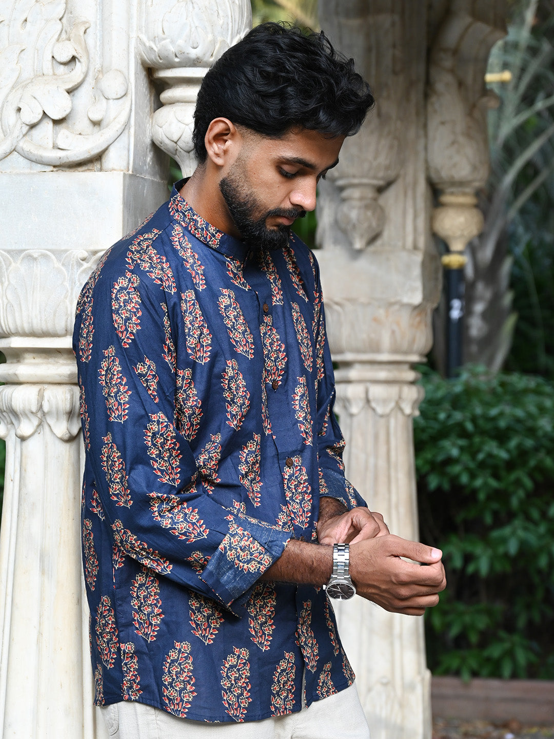 Men's Relaxed Fit Cotton Shirt – Full Sleeves - Indigo Booty