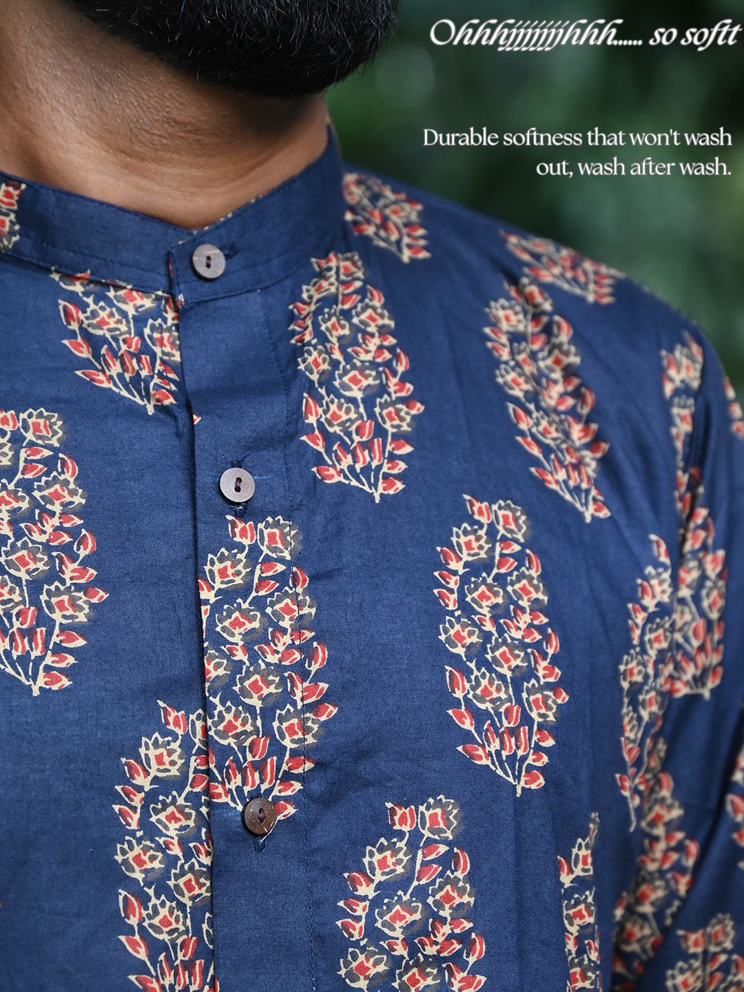 Men's Relaxed Fit Cotton Shirt – Full Sleeves - Indigo Booty