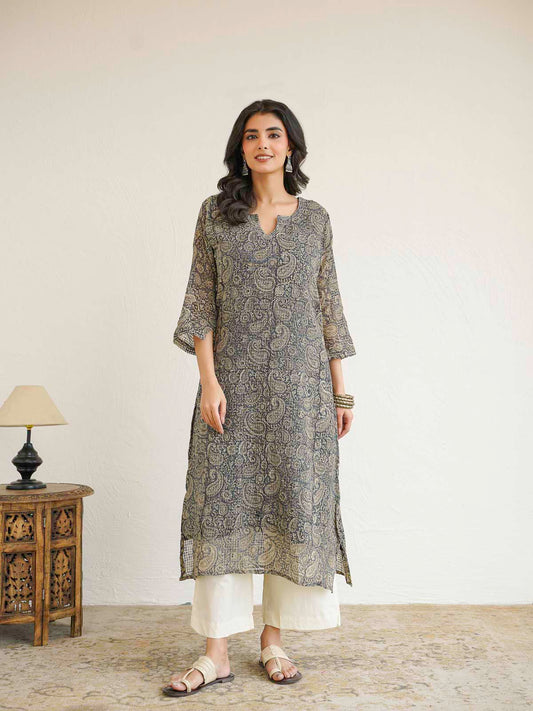 Cotton Printed Kantha Style Set For Women Black