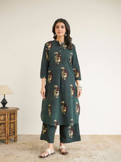 Women Ethnic Motifs Printed Cotton Pleat Set Jahuta