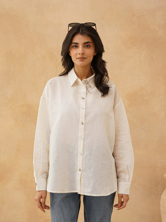 Classic Linen Shirt For Women White