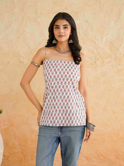Cotton Sleeveless Strappy Top White