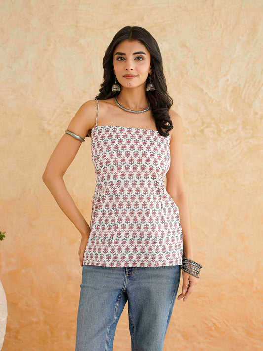 Cotton Sleeveless Strappy Top White