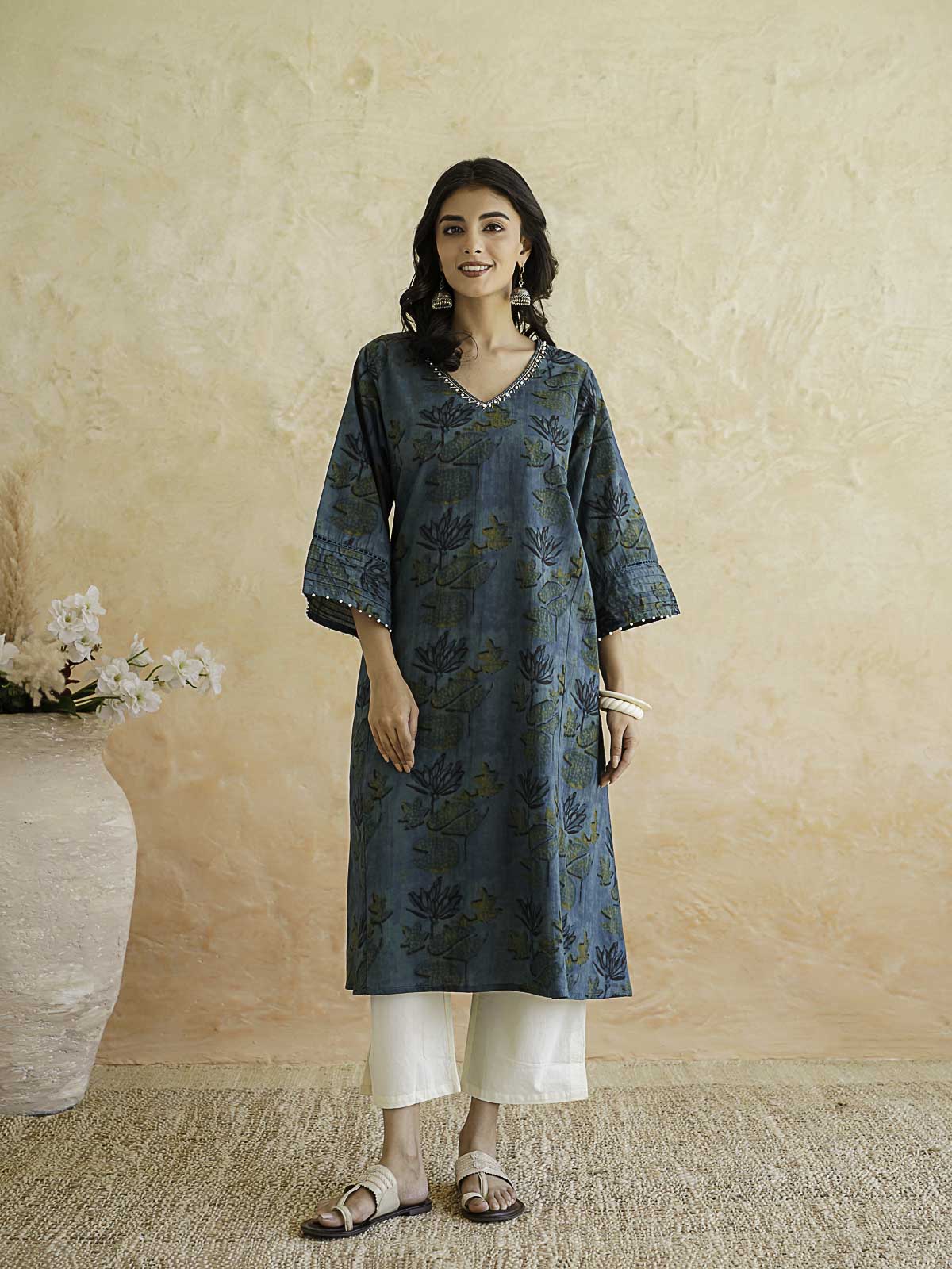 Cotton Printed Ultimate Aline Kurta For Women Green