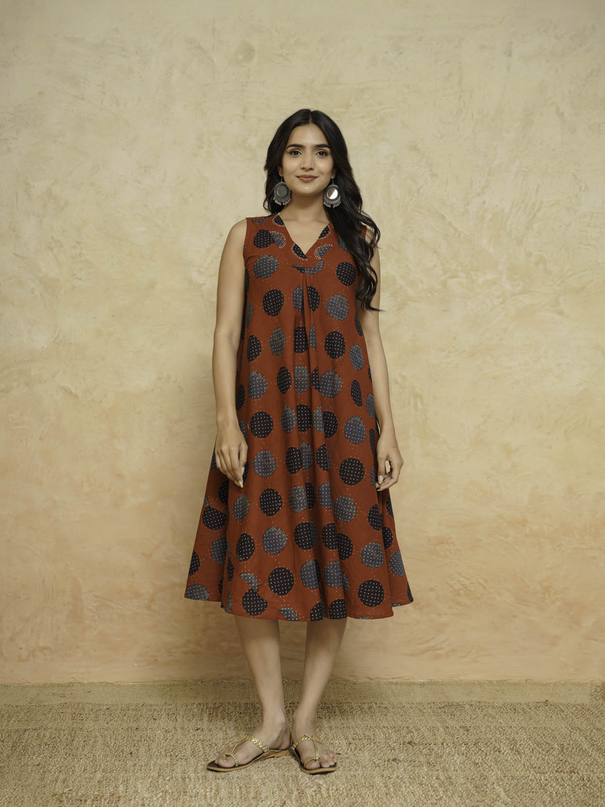 Cotton Printed Sleeveles Anjuna Dress Red