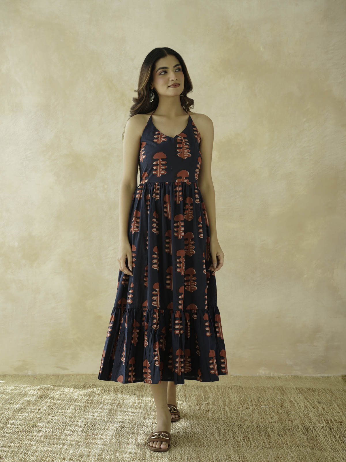 Cotton Printed Lana Dress For Women Red Coral