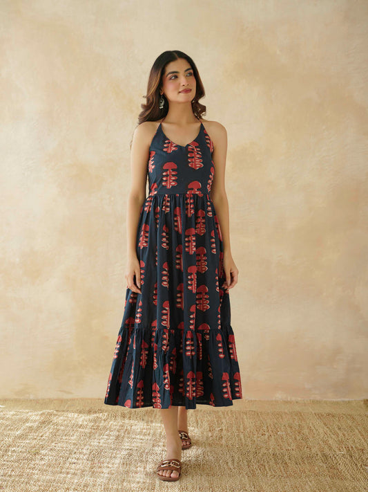 Cotton Printed Lana Dress For Women Red Coral