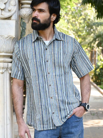 Men's Relaxed Fit Cotton Shirt – Half Sleeves - Stripes