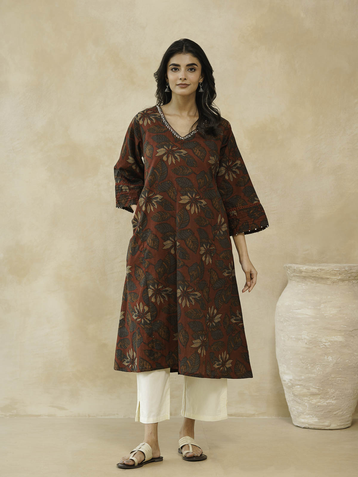 Cotton Printed Ultimate Aline Kurta For Women Red