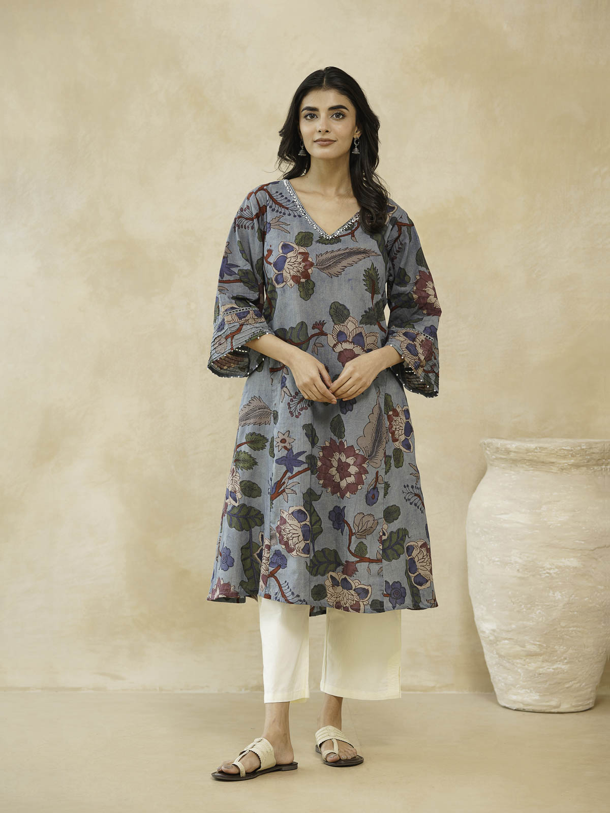 Cotton Printed Ultimate Aline Kurta For Women Blue