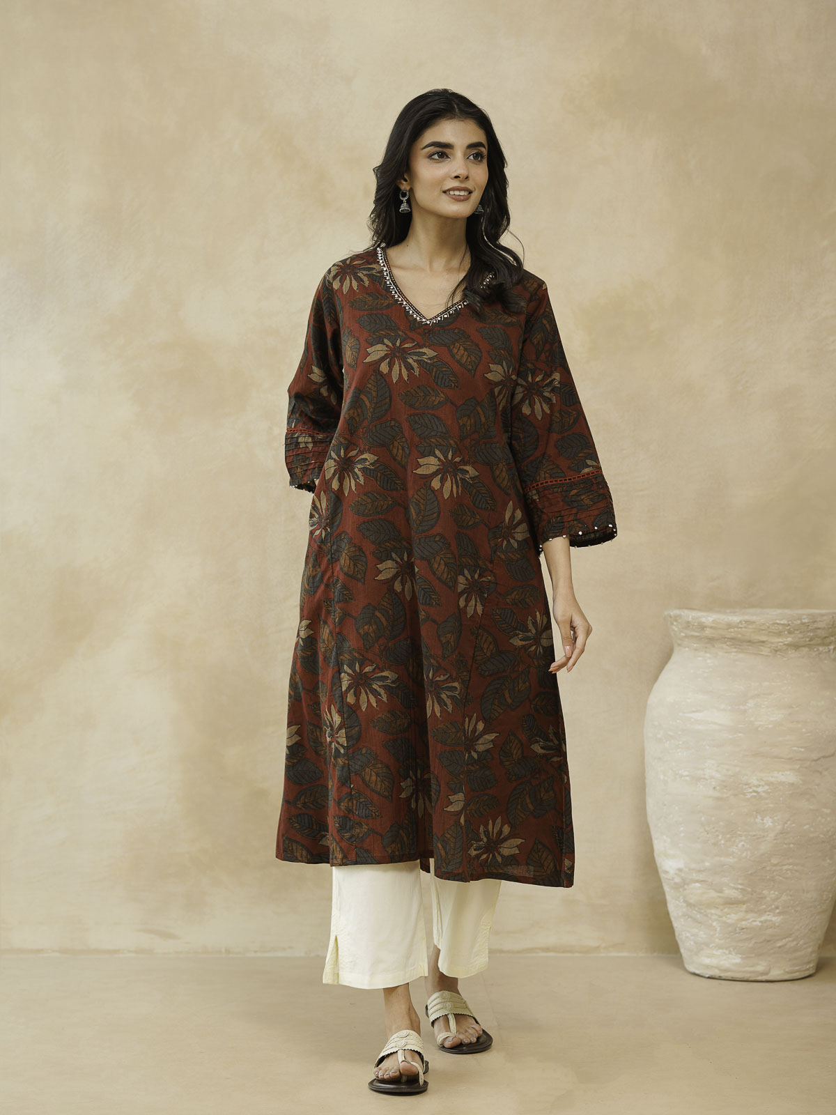 Cotton Printed Ultimate Aline Kurta For Women Red