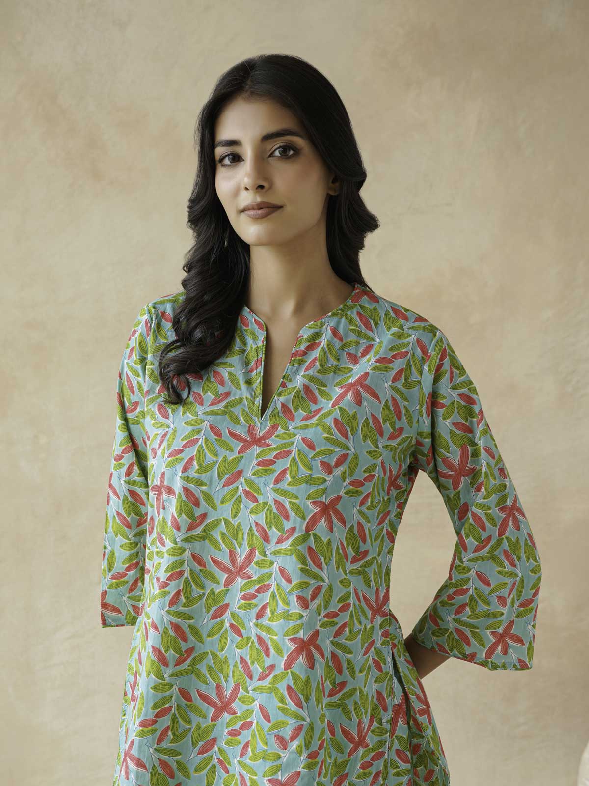 Cotton Printed Lounge Wear Coord Set Green Patti