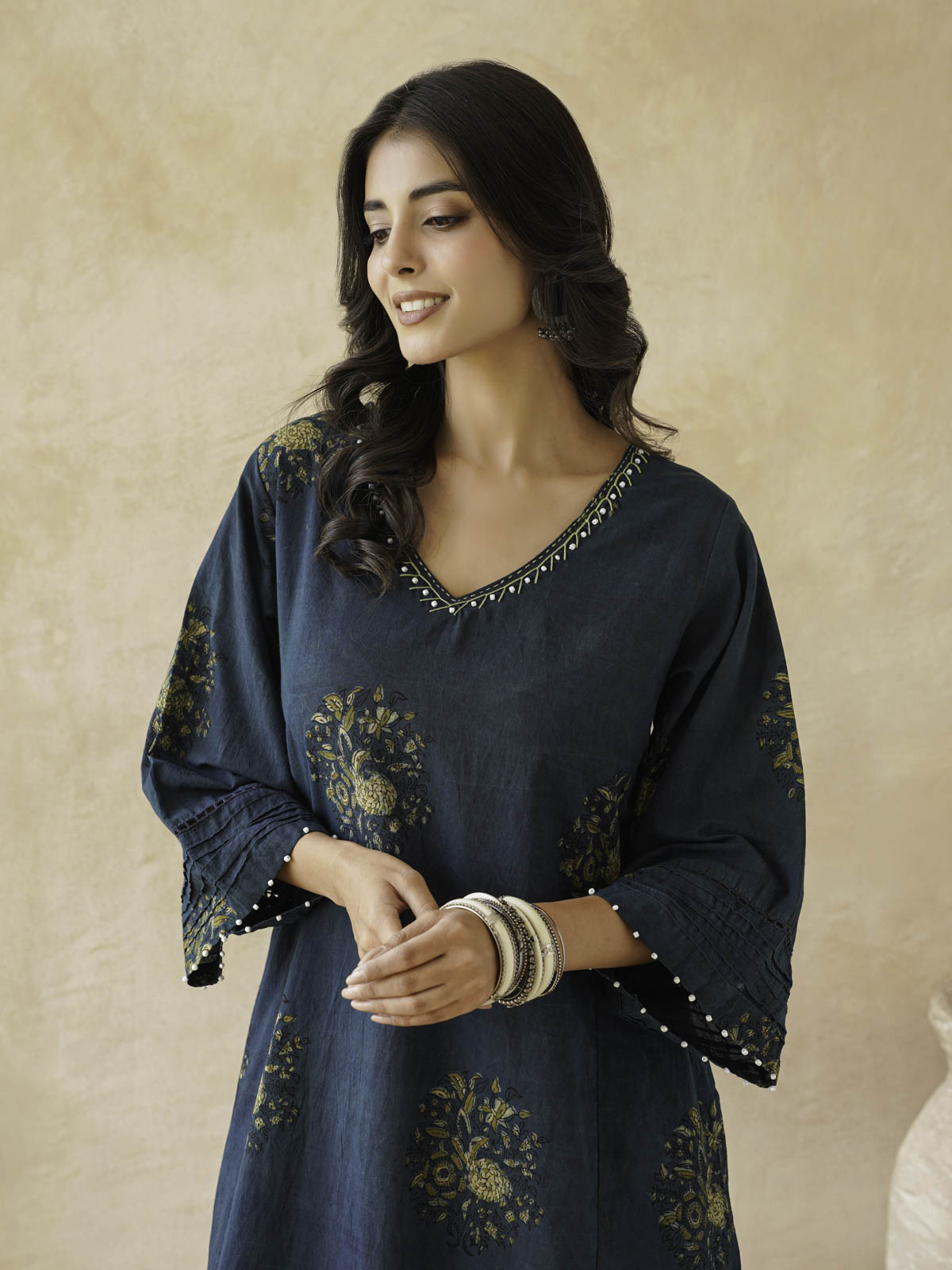 Cotton Printed Ultimate Aline Kurta For Women Indigo