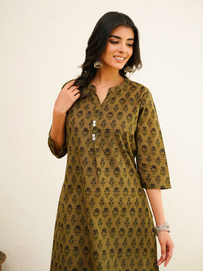 Cotton Pleat Kurta For Women Beige