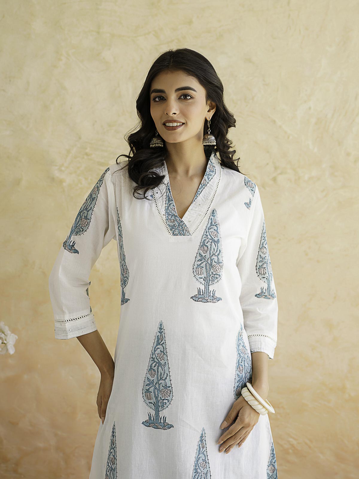 Classic Cotton Kurta Set For Women White