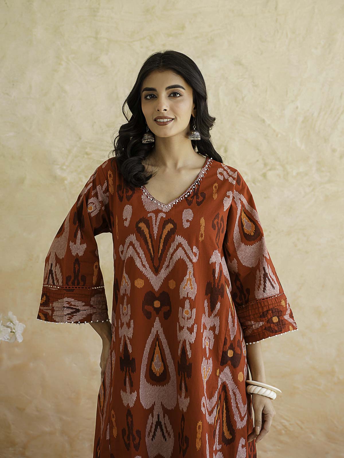 Cotton Printed Ultimate Aline Kurta For Women Cherry Red