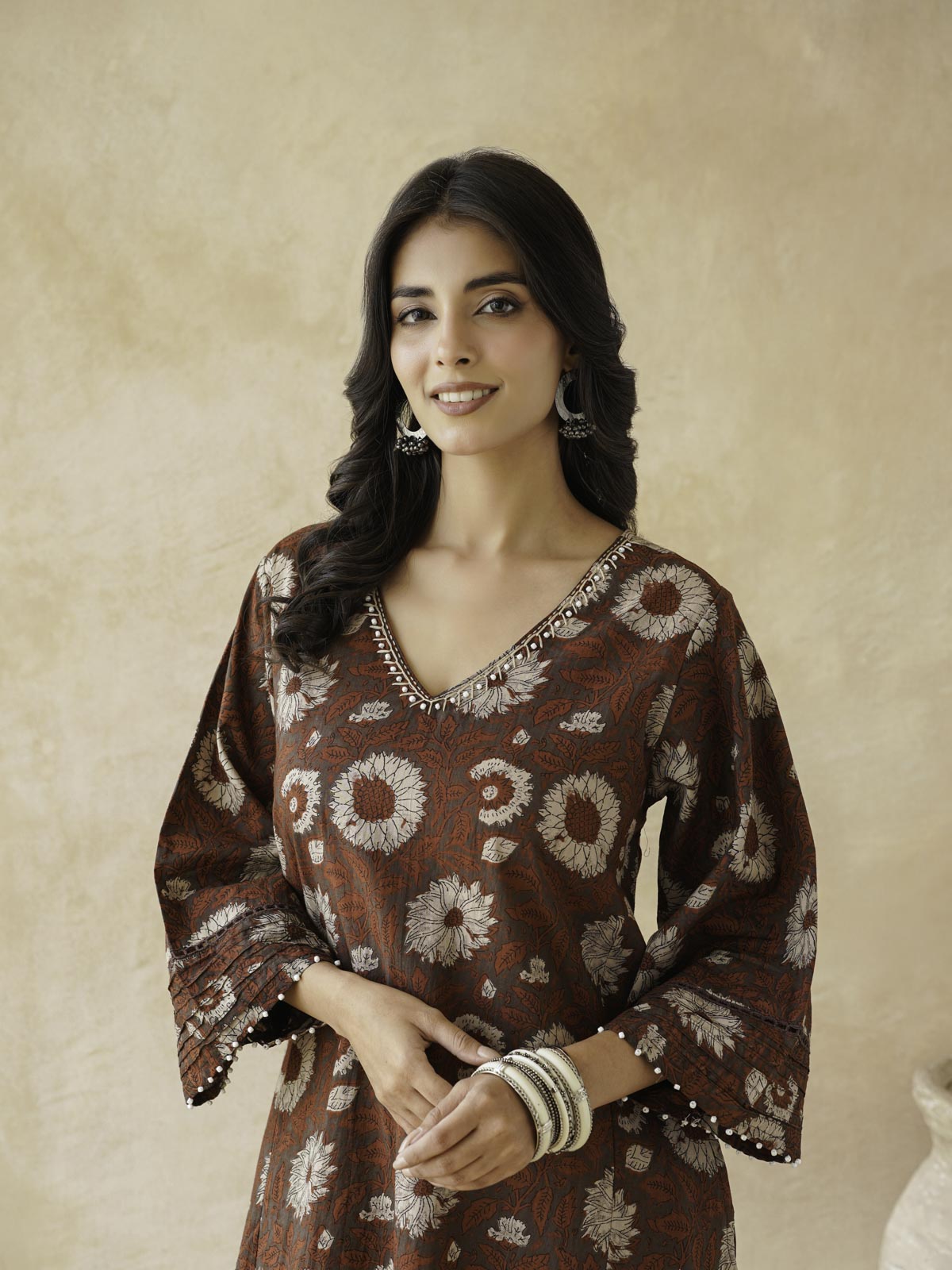Cotton Printed Ultimate Aline Kurta For Women Red Flower