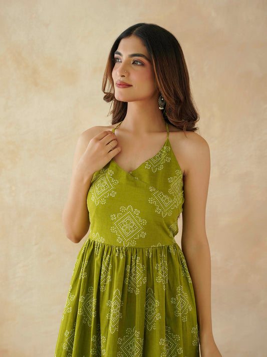 Cotton Printed Lana Dress For Women Bandhej