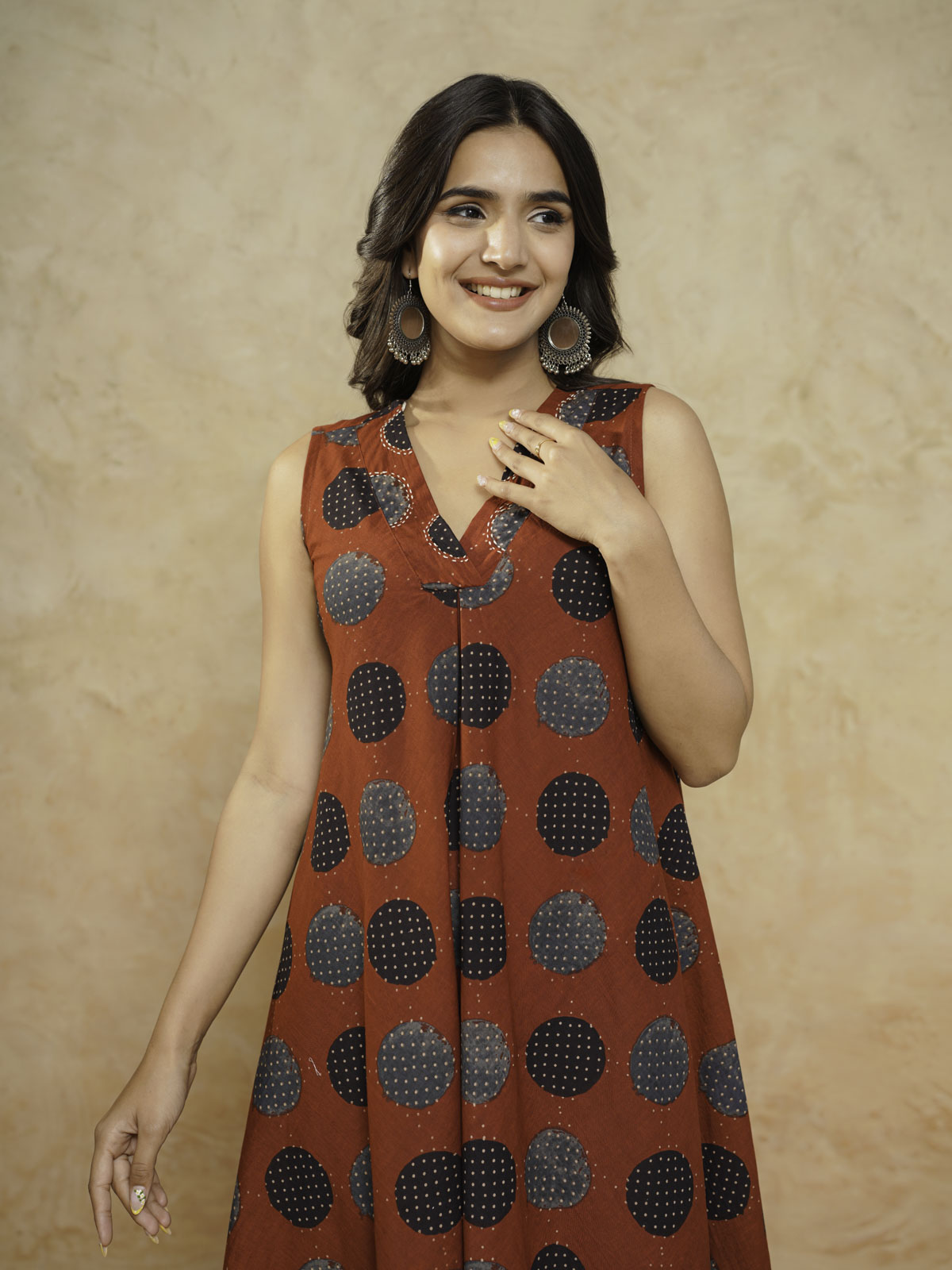 Cotton Printed Sleeveles Anjuna Dress Red