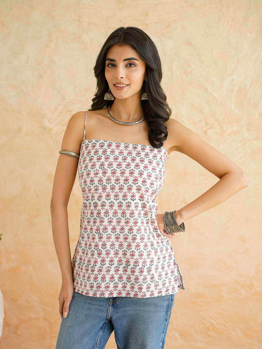 Cotton Sleeveless Strappy Top White