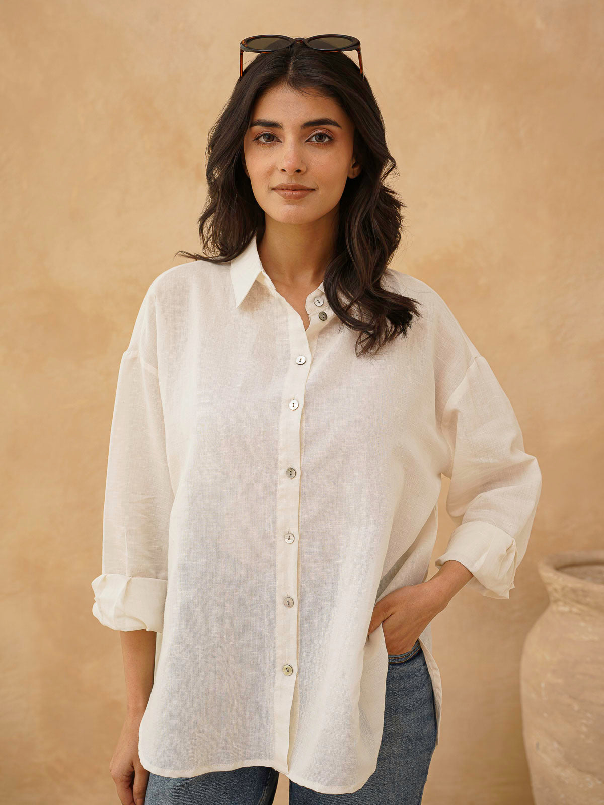Classic Linen Shirt For Women White