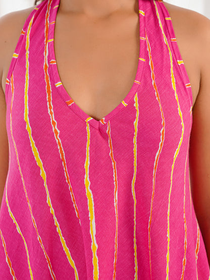 Cotton Printed Aline Moana Dress Pink