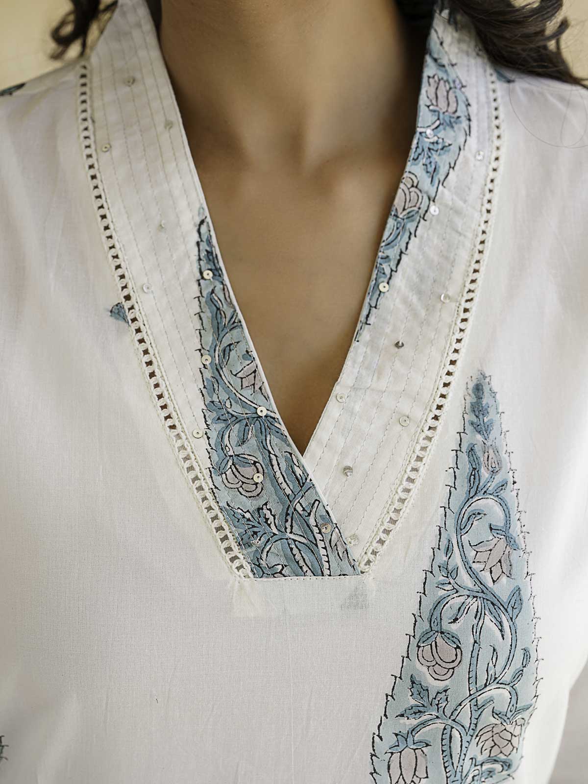 Classic Cotton Kurta Set For Women White