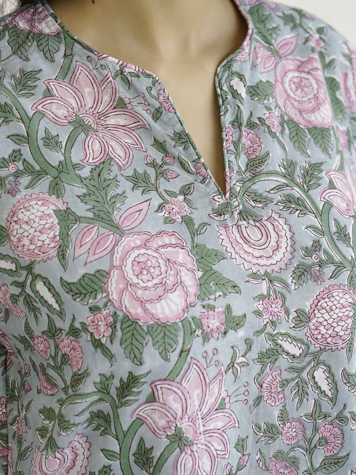 Cotton Printed Lounge Wear Coord Set Light Green