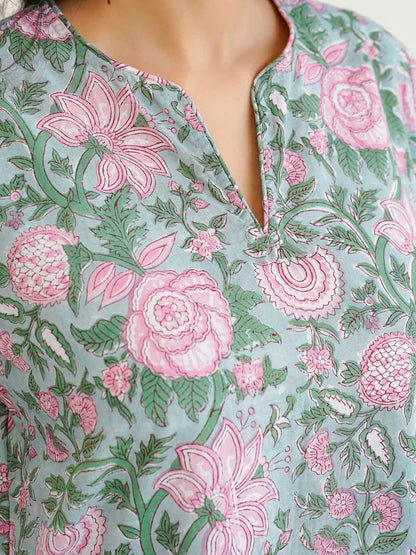 Cotton Printed Lounge Wear Coord Set Light Green