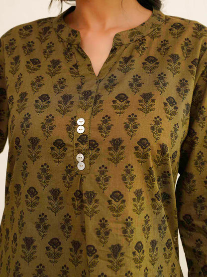 Cotton Pleat Kurta For Women Beige