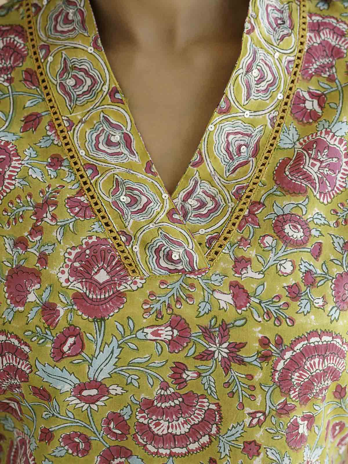Classic Cotton Kurta Set For Women Yellow