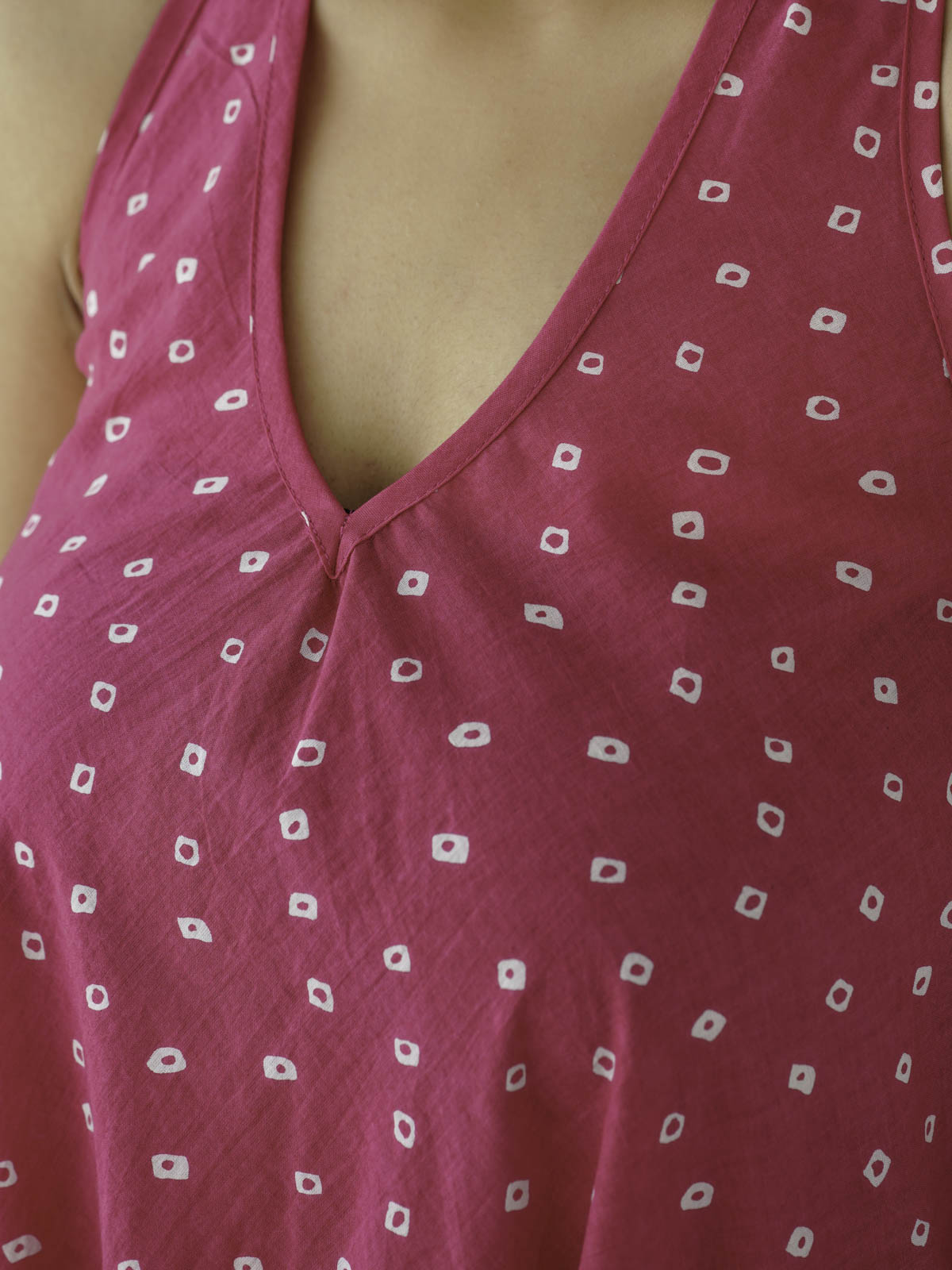 Cotton Printed Aline Moana Dress Pink Bandhej