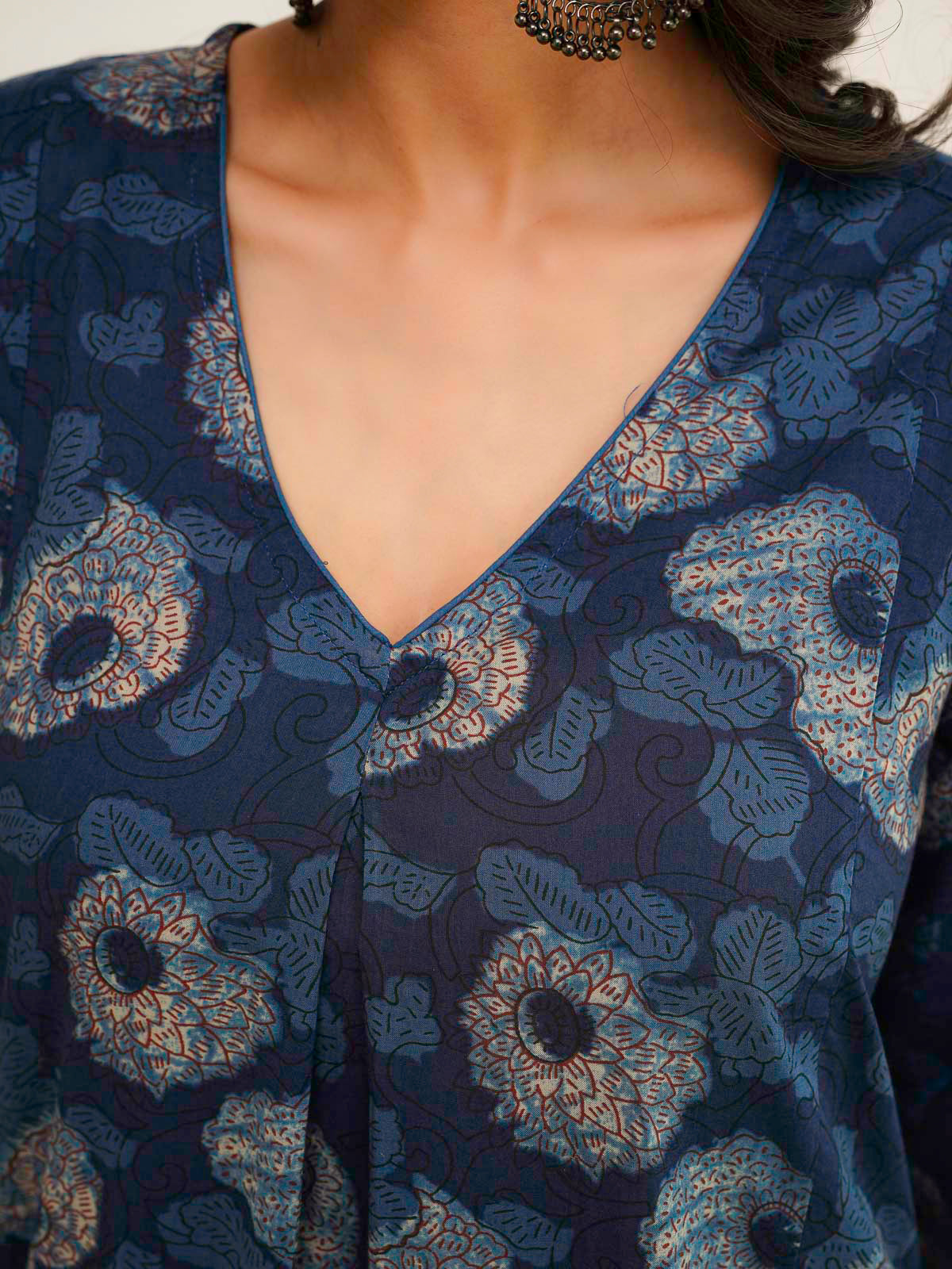 Cotton Printed Noor Aline Set For Women Blue