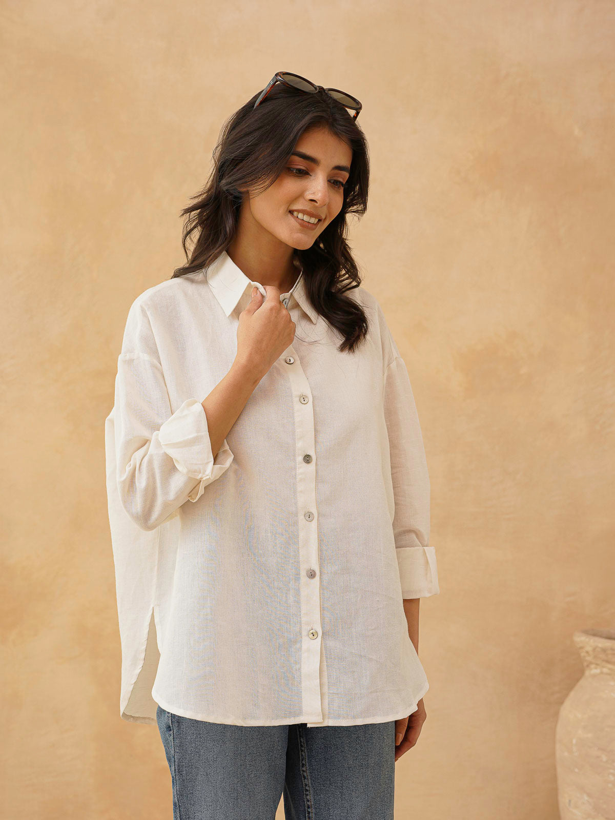 Classic Linen Shirt For Women White