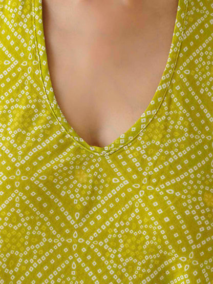 Cotton Printed Aline Moana Dress Lemon