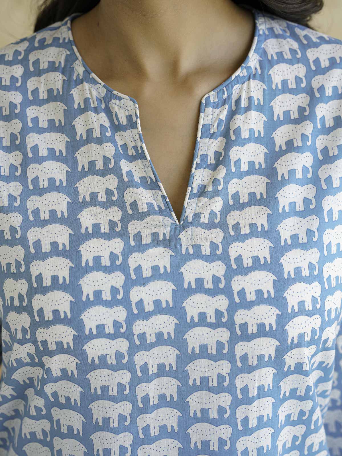 Cotton Printed Lounge Wear Coord Set Sky Blue