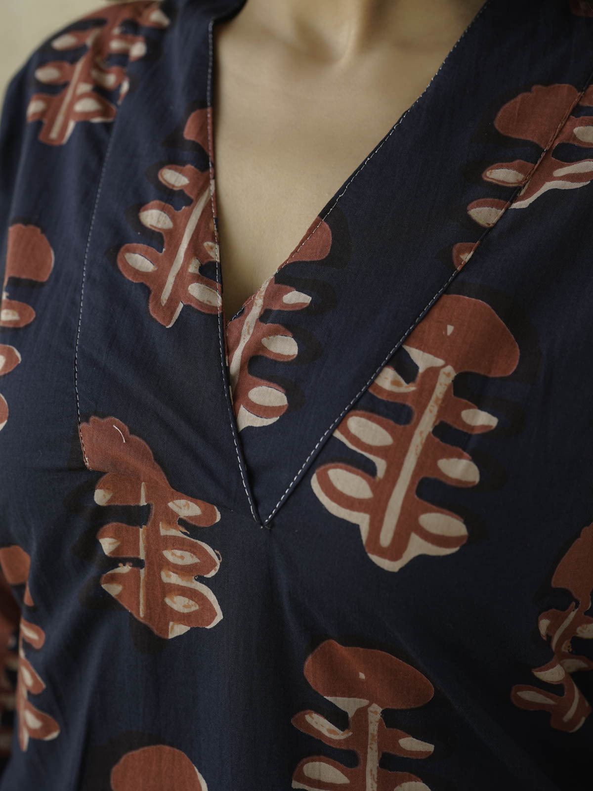 Cotton Printed Straight Kurta Red Coral