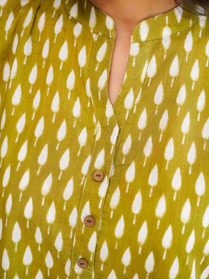 Cotton Printed Everyday Tunic Top For Women Green Booty