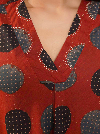 Cotton Printed Sleeveles Anjuna Dress Red