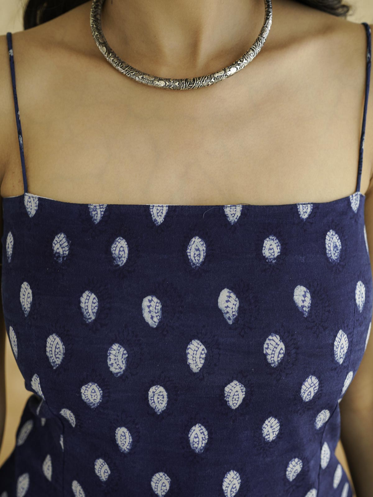 Cotton Sleeveless Strappy Top Indigo