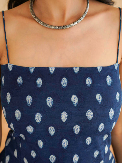 Cotton Sleeveless Strappy Top Indigo