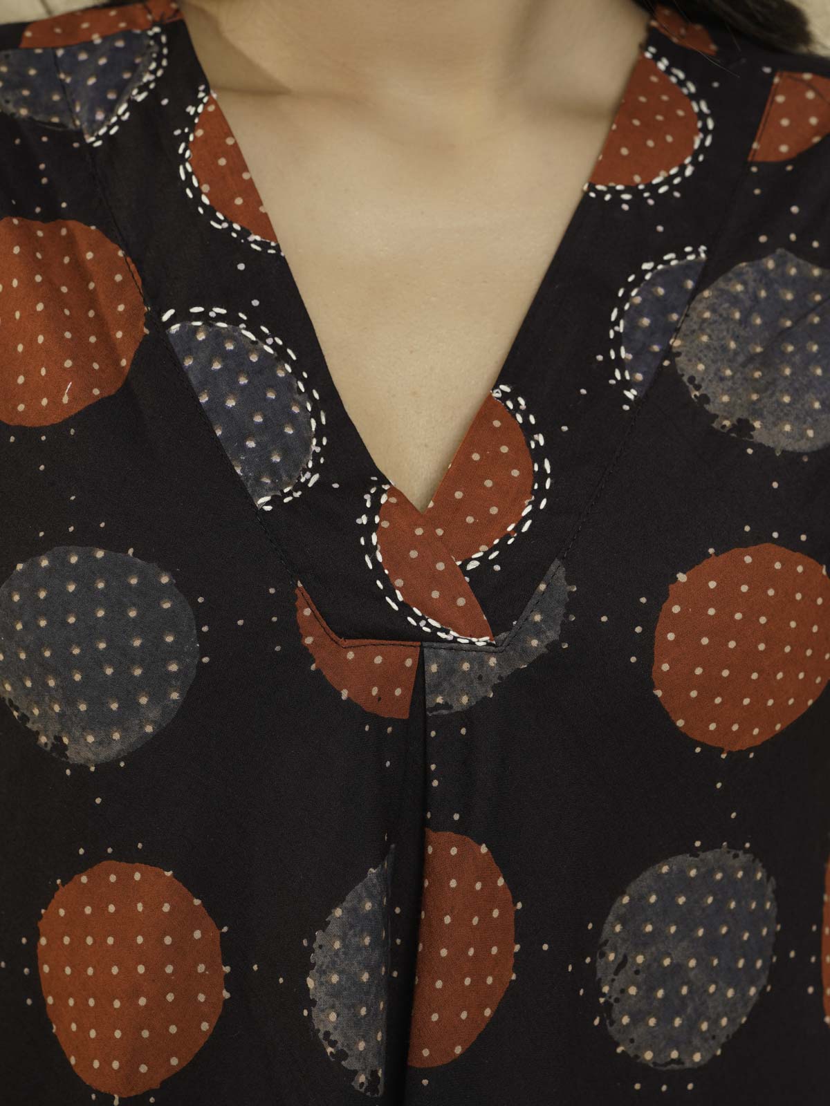 Cotton Printed Sleeveles Anjuna Dress Black