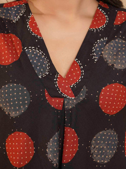 Cotton Printed Sleeveles Anjuna Dress Black