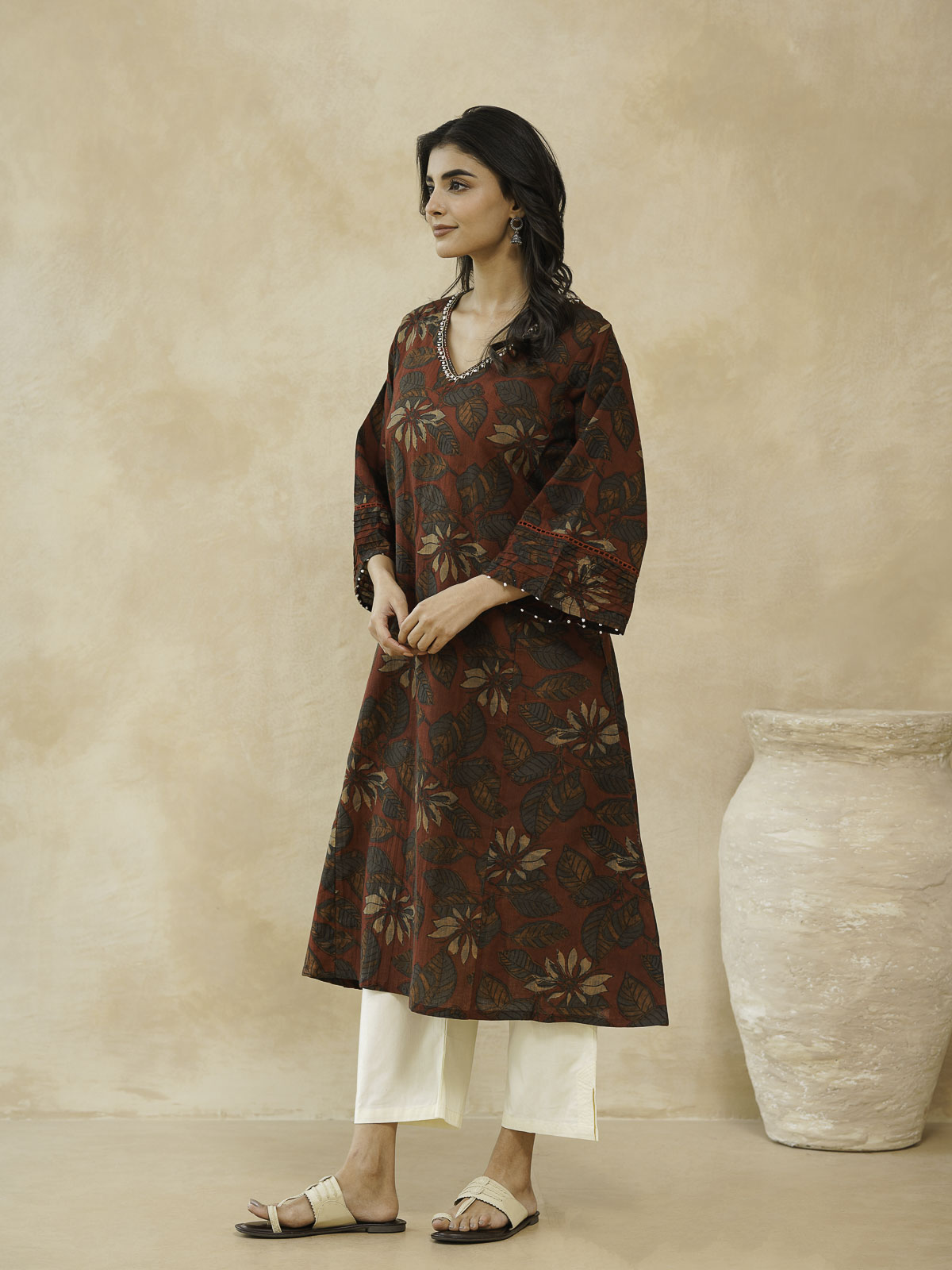 Cotton Printed Ultimate Aline Kurta For Women Red