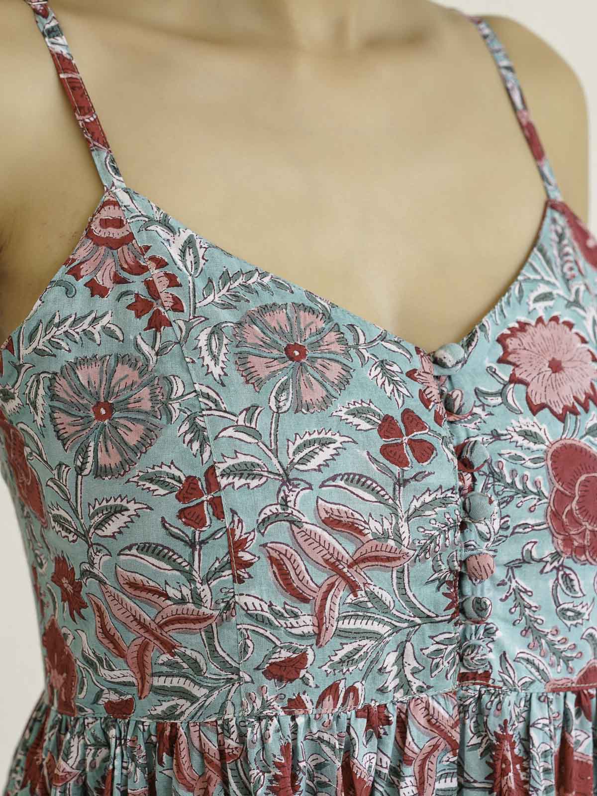 V-Neck Long Strappy Dress Light Green