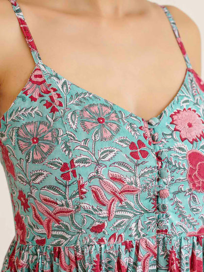 V-Neck Long Strappy Dress Light Green