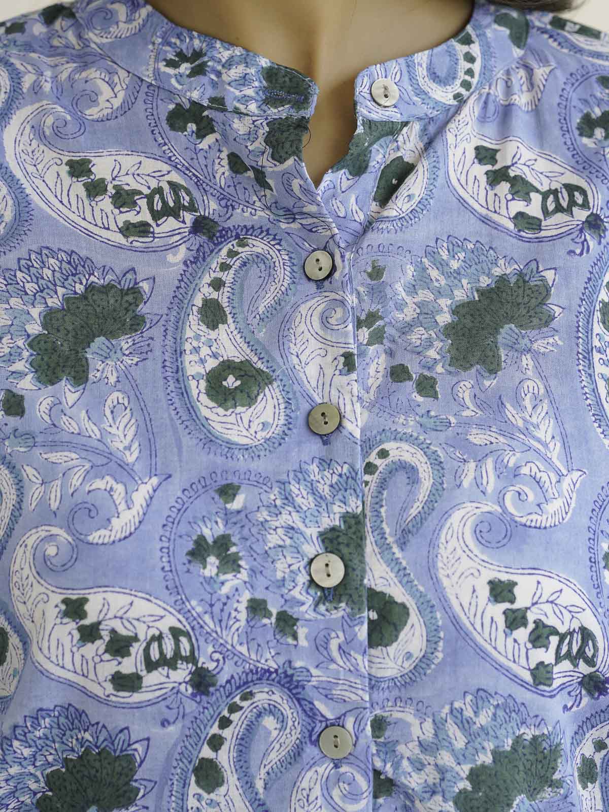 Women Ethnic Motifs Printed Cotton Pleat Set Sky Blue