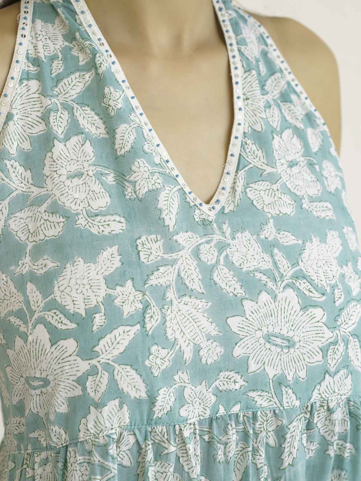 Tiered Halter Neck Dress Light Green