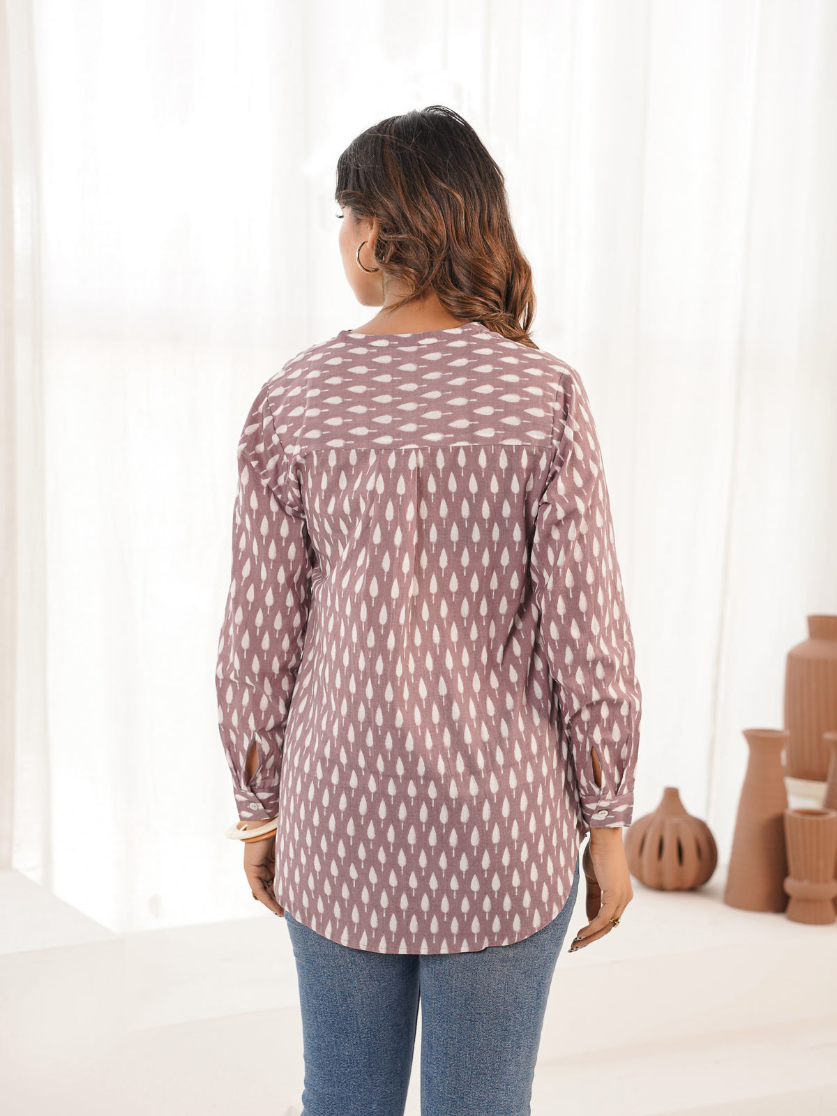 Cotton Printed Top For Women Purple